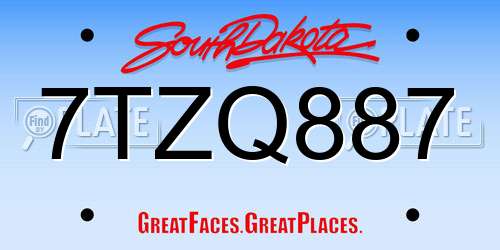 7TZQ887 South Dakota License Plate