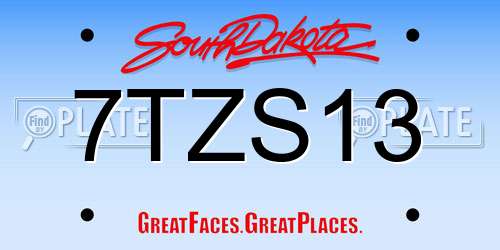 7TZS13 South Dakota License Plate