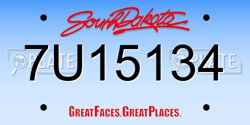 7U15134 South Dakota License Plate