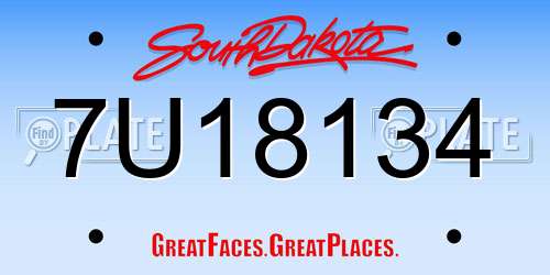 7U18134 South Dakota License Plate