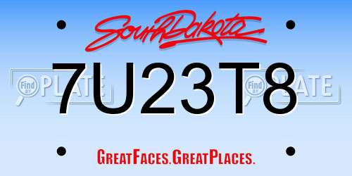 7U23T8 South Dakota License Plate