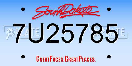 7U25785 South Dakota License Plate