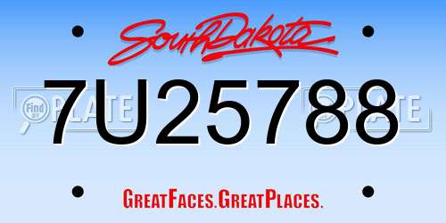 7U25788 South Dakota License Plate