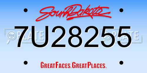 7U28255 South Dakota License Plate