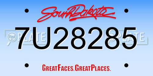 7U28285 South Dakota License Plate