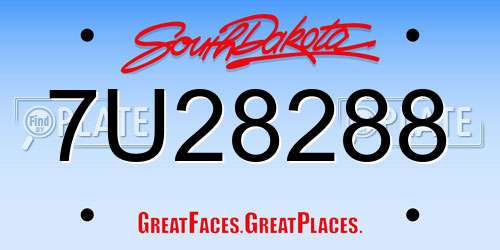 7U28288 South Dakota License Plate