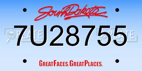 7U28755 South Dakota License Plate