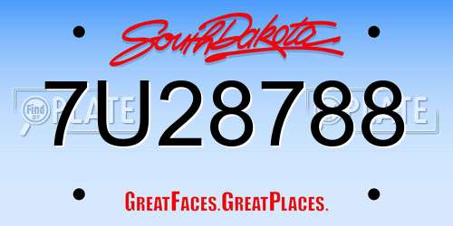 7U28788 South Dakota License Plate