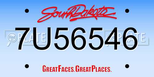 7U56546 South Dakota License Plate