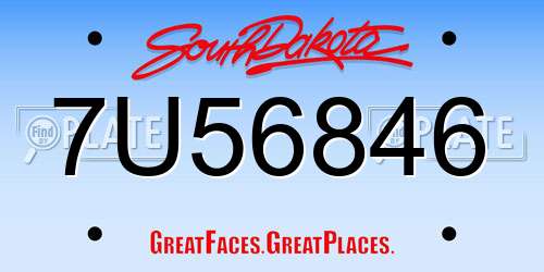 7U56846 South Dakota License Plate