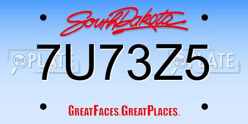 7U73Z5 South Dakota License Plate