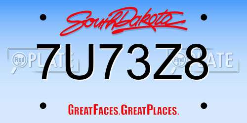 7U73Z8 South Dakota License Plate