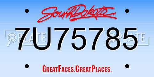 7U75785 South Dakota License Plate