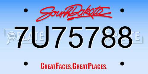 7U75788 South Dakota License Plate