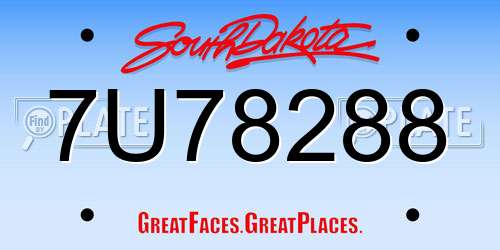 7U78288 South Dakota License Plate