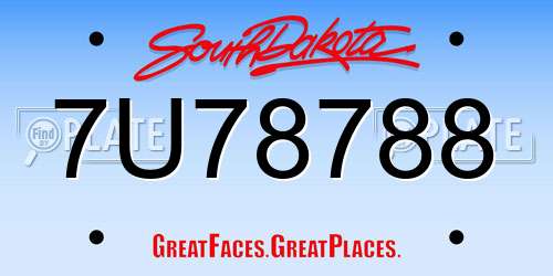 7U78788 South Dakota License Plate
