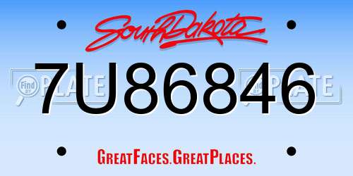 7U86846 South Dakota License Plate