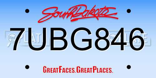 7UBG846 South Dakota License Plate