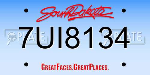 7UI8134 South Dakota License Plate