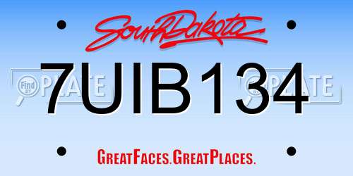 7UIB134 South Dakota License Plate