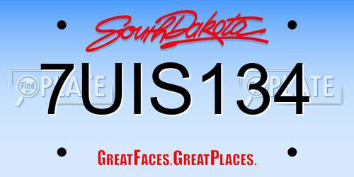 7UIS134 South Dakota License Plate