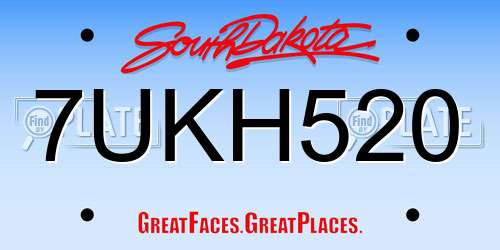 7UKH520 South Dakota License Plate