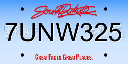 7UNW325 South Dakota License Plate