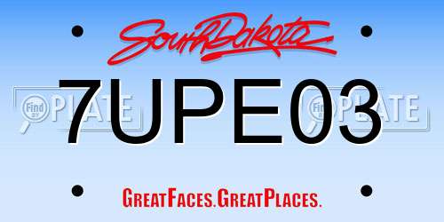 7UPE03 South Dakota License Plate