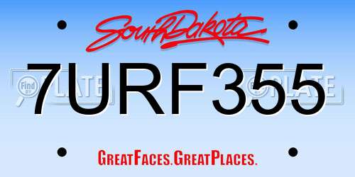 7URF355 South Dakota License Plate