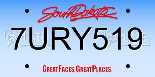 7URY519 South Dakota License Plate
