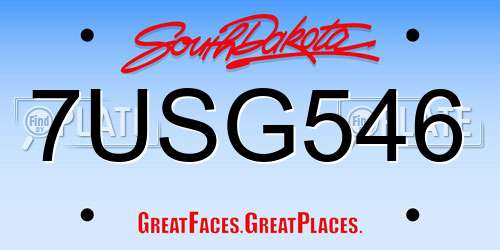 7USG546 South Dakota License Plate