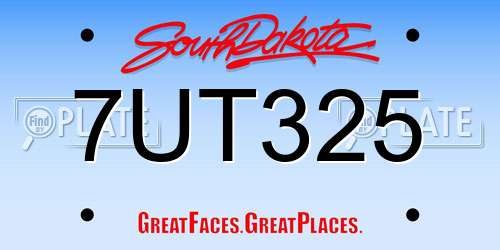 7UT325 South Dakota License Plate