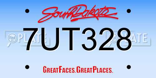 7UT328 South Dakota License Plate