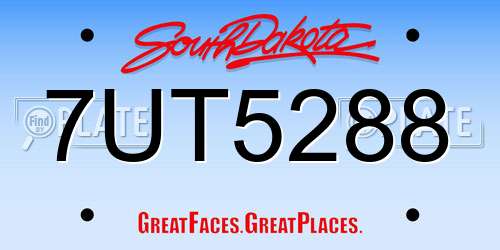 7UT5288 South Dakota License Plate