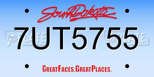 7UT5755 South Dakota License Plate