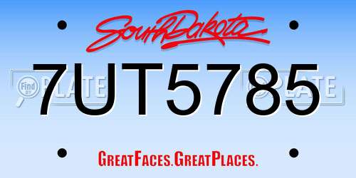 7UT5785 South Dakota License Plate