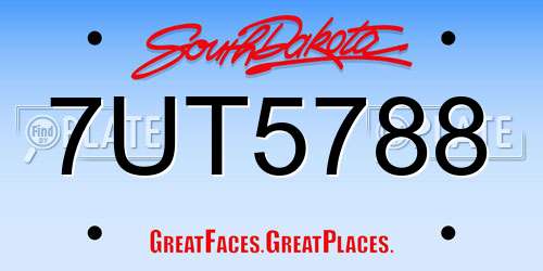 7UT5788 South Dakota License Plate