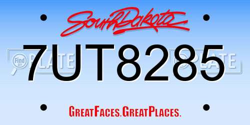 7UT8285 South Dakota License Plate