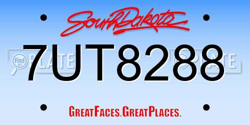 7UT8288 South Dakota License Plate