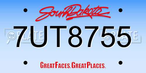 7UT8755 South Dakota License Plate