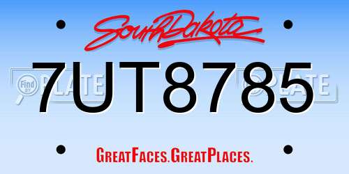 7UT8785 South Dakota License Plate