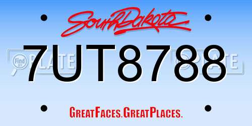 7UT8788 South Dakota License Plate