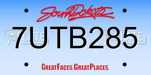 7UTB285 South Dakota License Plate