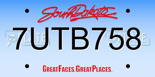 7UTB758 South Dakota License Plate