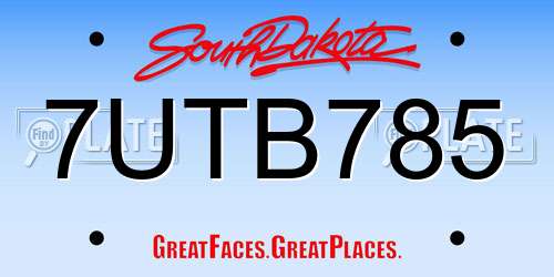 7UTB785 South Dakota License Plate