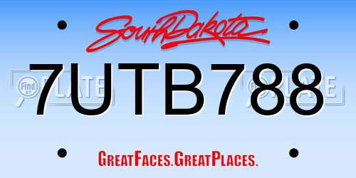 7UTB788 South Dakota License Plate