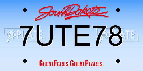 7UTE78 South Dakota License Plate
