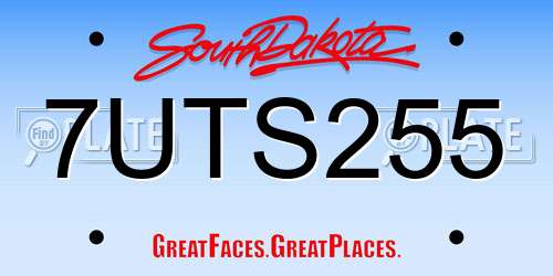 7UTS255 South Dakota License Plate