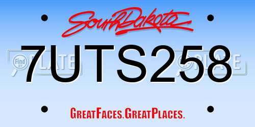7UTS258 South Dakota License Plate
