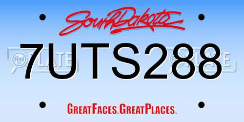 7UTS288 South Dakota License Plate